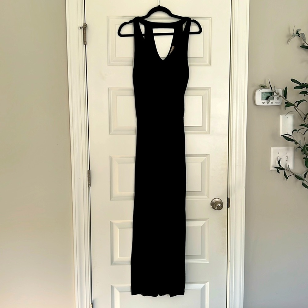 Banana Republic black jersey dress with tie at waist